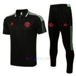 Manchester United Black Polo Kit 2021/22 (with green stripes)