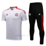 Manchester United White Polo Kit 2021/22 (with red stripes)