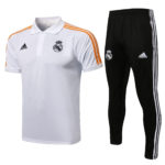 Polo Real Madrid 2021/2022 Kit, Blanco & Rayas Naranjas