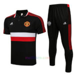 Manchester United Black Polo Kit 2021/22 (with white &red stripes)