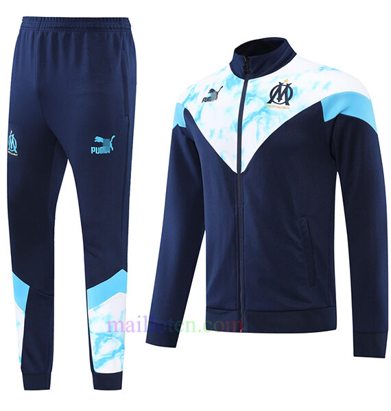 Olympique Marseille Blue & White Tracksuit 2022/23 Full Zip | Mailloten.com