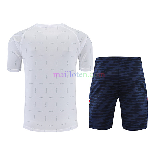 Paris Saint-Germain White Training Kits 2022/23 ( ALL LOGO & blue patterned shorts)