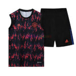 Manchester United Black & Red Abstract Patterned Sleeveless Training Kits 2022/23
