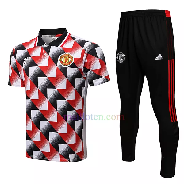Manchester United Black & Red Patterned Polo Kit 2022/23