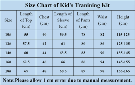 size of Manchester United Strike Drill Kit Kids 2023/24