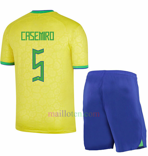 #5 Casemiro Brazil Home Kit Kids 2022