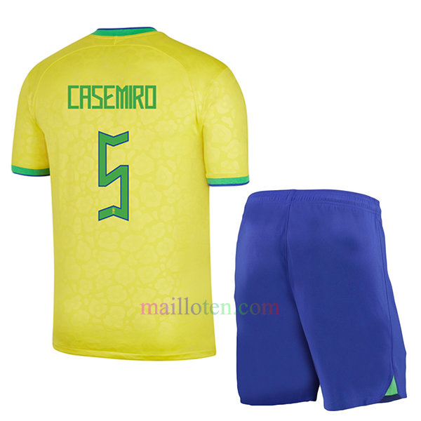 #5 Casemiro Brazil Home Kit Kids 2022 | Mailloten.com