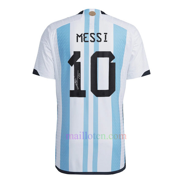 #10 Messi Argentina Home Three Stars Jersey 2022 Player Version Messi’s Signature
