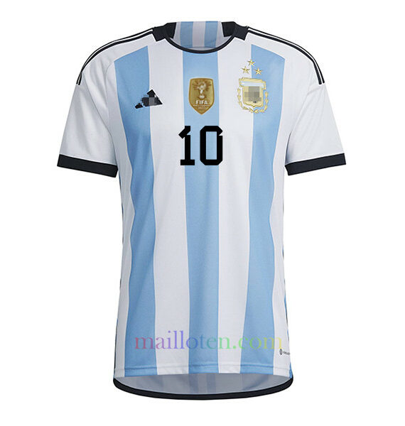 #10 Messi Argentina Home Three Stars Jersey 2022/23 | Mailloten.com