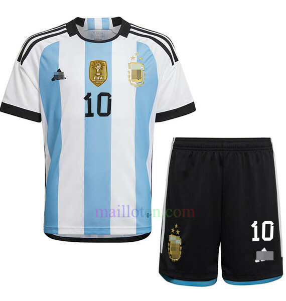 #10 Messi Argentina Three Stars Home Kit Kids 2022/23 | Mailloten.com