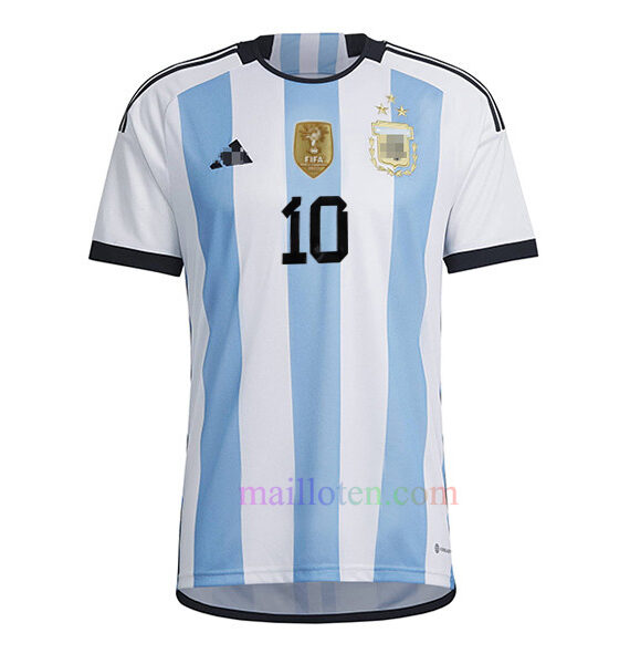 #10 Messi Argentina Home Three Stars Jersey 2022/23 Messi’s Signature | Mailloten.com 2