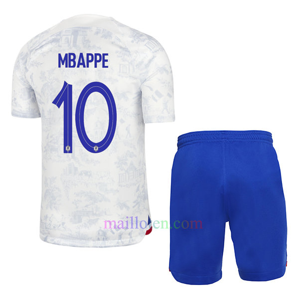 #10 Kylian Mbappé France Away Kit Kids 2022/23 | Mailloten.com