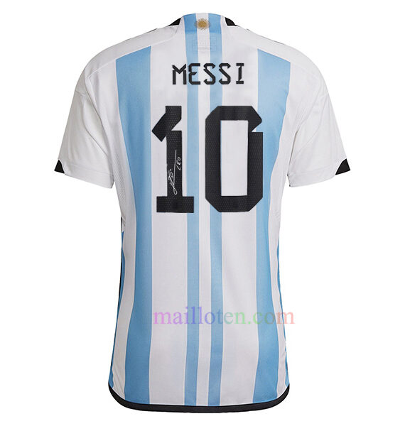 #10 Messi Argentina Home Three Stars Jersey 2022 Messi’s Signature