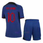 #10 Memphis Depay Netherlands Away Kit Kids 2022/23 | Mailloten.com 2
