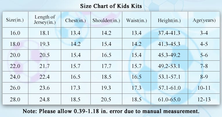 size of Barcelona Home Kit Kids 2023/24