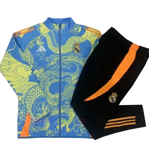 Real Madrid Dragon Pattern Tracksuit 2024/25 Full Zip Light Blue