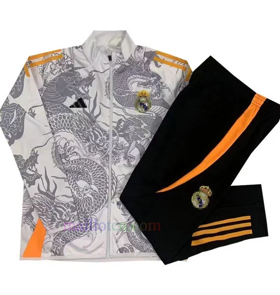 Real Madrid Dragon Pattern Tracksuit 2024/25 Full Zip White